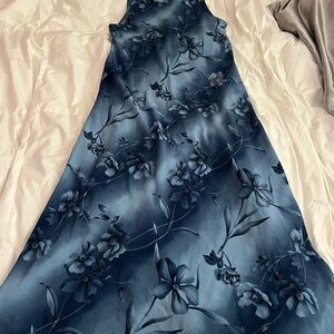 Elegant Floral Blue Dress